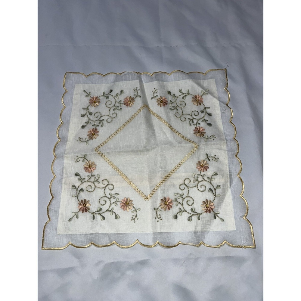 Vintage Embroidered Pillow Case , Living Room , Cottage Core  , Lace - Picture 2 of 3